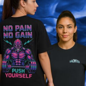 Playera oversize no pain, no gain 300g