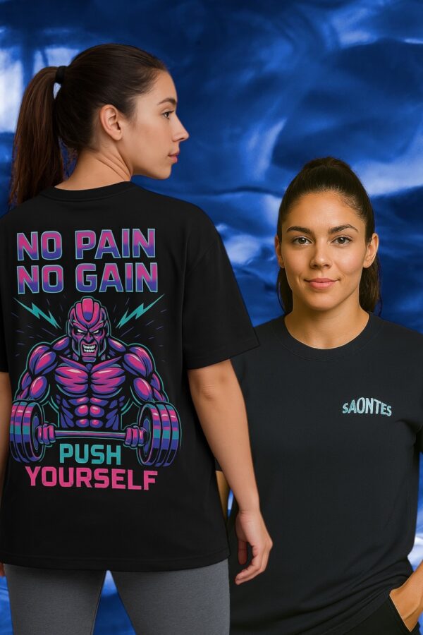 Playera oversize no pain, no gain 300g